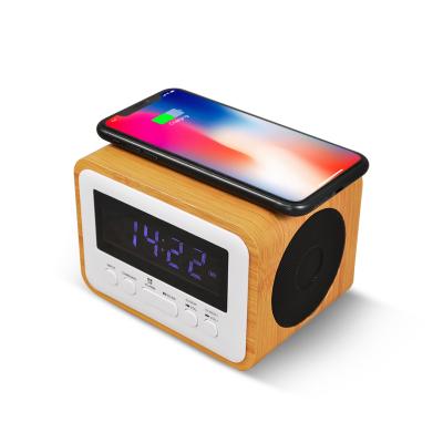 China Wireless Charger For Portable Super Bass Card Led Alarm Clock Support TF Card Support Mobile Phone Wireless Bluetooth Stereo Speakers for sale