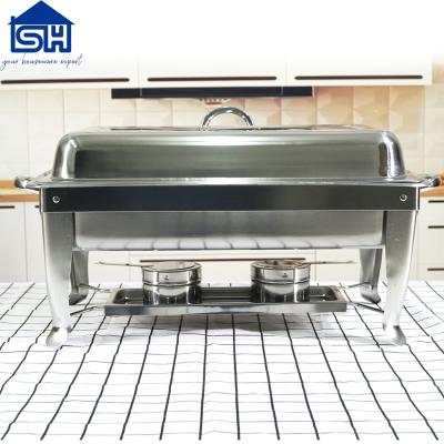 China Hotel Stainless Steel Buffet Dishes Food Stove Serving Chafing Dish for sale