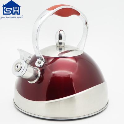 China Sustainable 3.0L Stainless Steel Whistling Kettle Red Paint for sale