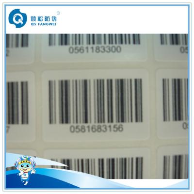 China Diebstahlsichere Seriennummern-selbstklebender weißer Preis-Barcode-Aufkleber für Markierung, Geschäft, Mall zu verkaufen