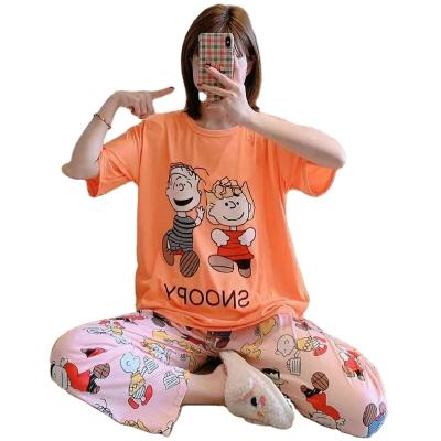 China Women Summer QUICK DRY Pajamas Sets Student Short Sleeve Sleepwear Pijamas Mujer Leisure Pajama for sale