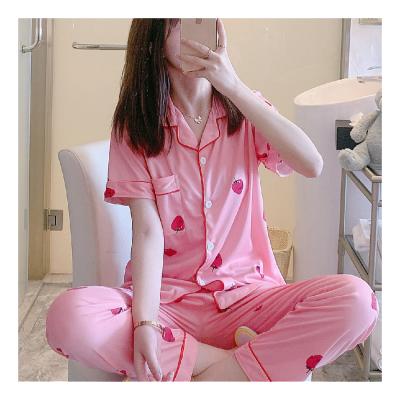 China Factory Supply Spring Milk Silk Fabric Ladies Direct Breathable Cartoon Pajamas QUICK DRY for sale