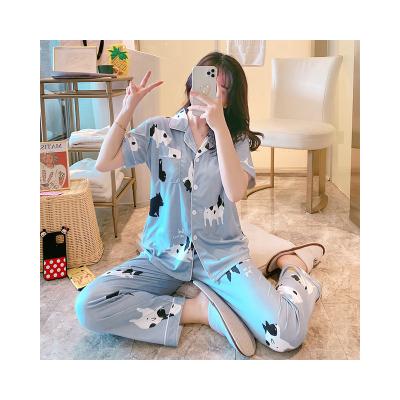 China 2020 autumn new pattern cute v-neck short-sleeved QUICK-DRY pajamas for sale