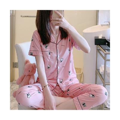 China QUICK DRY manufacturers supply breathable quick-dry v-neck cartoon ladies pattern pajamas for sale