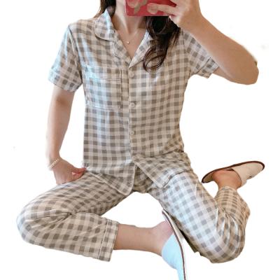 China Wholesale QUICK DRY Cardigan Sleepwear Short Sleeve Nightgowns Women Pajamas Set Suit for sale