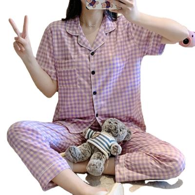 China QUICK DRY V neckline pajamas for women SOUTHEAST ASIA short sleeve long pants for sale