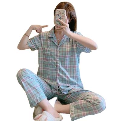 China Hot Sale QUICK DRY Short Sleeve Lady Nightwear Sets Pajamas Sleepwear Suit New Women's Pajamas for sale