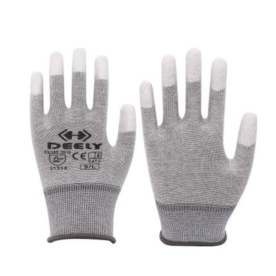 China Industry Glove Carbon Fiber Top Fit Anti-Static Finger Coated Electric Gloves ESD Factory Labor Safety Work Gloves for sale