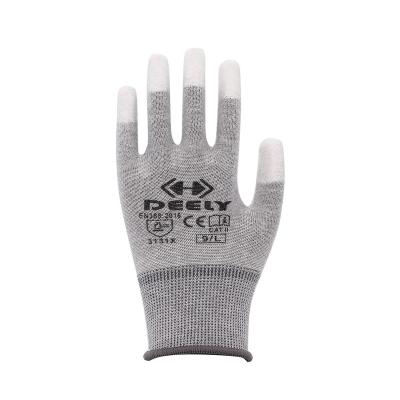 China Industry ESD Glove Hand Safety Carbon Fiber Electric Static Top Fit Anti Static PU Coated Electric Insulated Work Gloves for sale