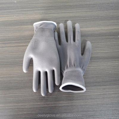 China Anti-Slip 13G Slip Resistant Polyester / Nylon Knitted Liner PU Palm Dipped Coated Protective Work Glove Factory Outlet for sale