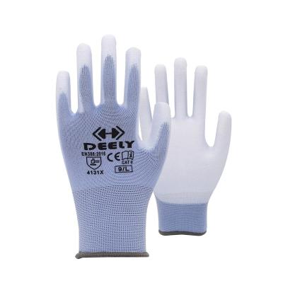 China Color PU300 optional to choose 13 Gauge Polyester / Nylon Liner PU Gloves / Guantes for sale