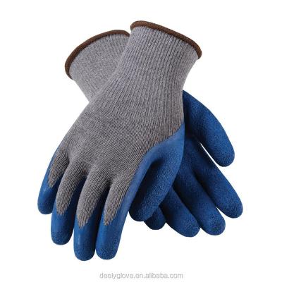 China Industrial Work Safety Gloves Factory Supply Cheap Latex Gloves Crinkle Latex Gloves Blue On Gray For Heavy Industry for sale