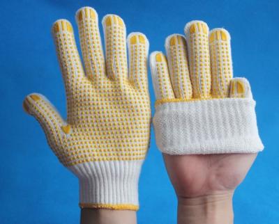 China Industrial Labor 10 Gauge Cotton Gloves Natural White PVC Dotted Cotton Knitted Work Gloves for sale