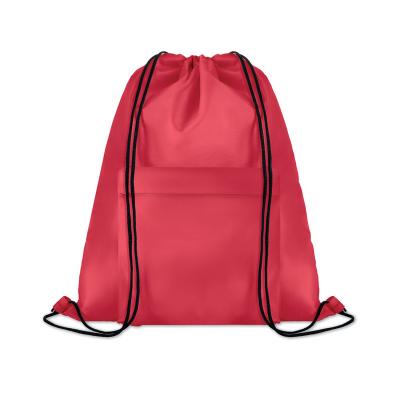 China Waterproof Promotional Polyester Sports Drawstring Backpack Anti Theft Shopping Bag Pouch With Front Pockets for sale