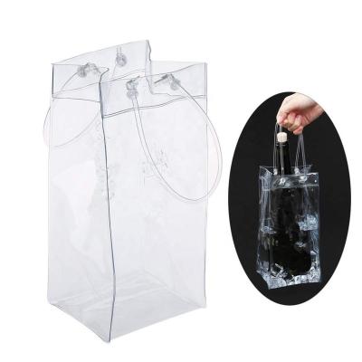 China Pinghu Sinotex Custom Clear Transparent Handled Wine PVC Packaging Bags for sale