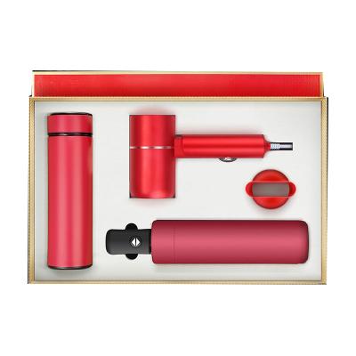 China Eco-Frendly Custom Umbrella Vacuum Insulated Cup Hair Dryer Gift Set Corporate Business Promotional Gifts Set for sale