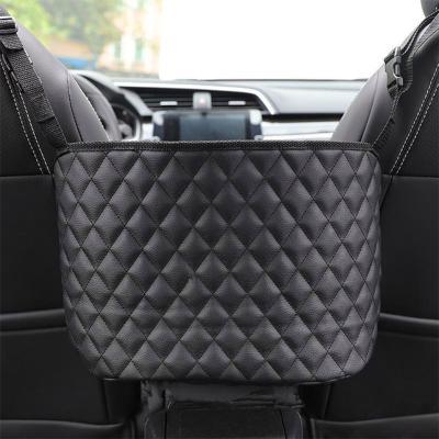 China Convenient Car Bag PU Pocket Car Seat Back Hanging Leather Seat Storage Organizer and Handbag Holder for sale