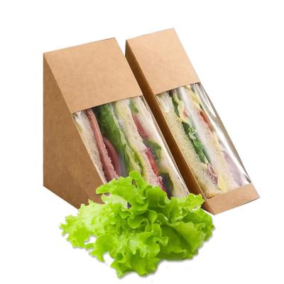 China Wholesale Disposable Clear Sandwich Packing Paper Lunch Box Custom Food Breakfast Bread Packaging Disposable Sandwich Box for sale