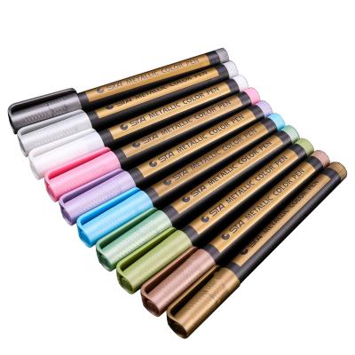 China Paint on Black Card Permanent Ink 10 Colors Highlight Metallic Marker Pen Painting Art Supplies for sale