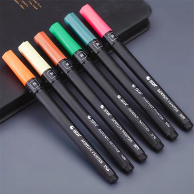 China Fiber Made In China Graffiti Acrylic Paint Marker 12 Multi Colors Permanent Color 1mm Acrylic Paint Pens for sale