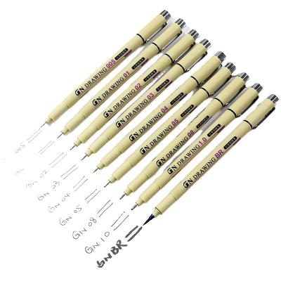 China Home Black 9Pcs Micron Pen Sketch Markers Drawing Art Supplies Waterproof for sale