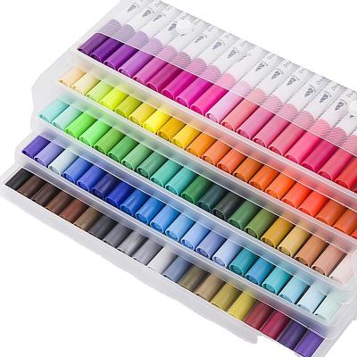 China Fiber Technique Seed Dual Tip Brush Pens Up To 120 Colors Fineliner Felt Pens Coloring Pens For Adults for sale