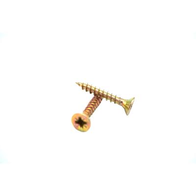 China Double Flat Yellow Galvanized Flat Head Pozi Chipboard Screw for sale