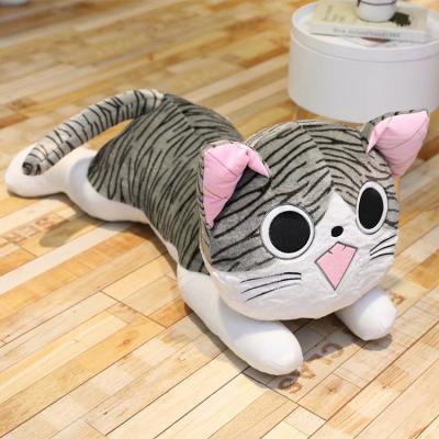 China Custom Cheap Cute Plush Cat Cheese Toys Stuffed Doll Pillow Plush Comfortable Toy Eco-friendly Doll Material Custom Made for sale