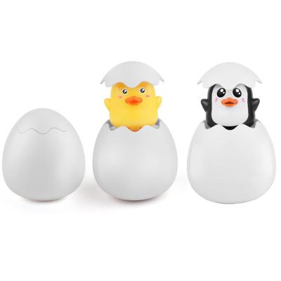 China New Environmental Friendly Materials Egg Duck Penguin Baby Bath Toy Cartoon Bathroom Shower Water Toy Creative Floating Animal Baby Gift for sale