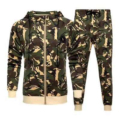 China Mens Jogging Logo Jogging Suit Breathable Custom Two Piece Sportswear Sets Sweatsuit Camouflage Tracksuit Training Wear for sale