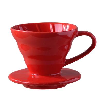 China Hensin Office Sustainable Ceramic Mug Tapered Coffee Filter Hand Brewed Spiral Pattern Ceramic Coffee Drip Filter Mug With Different Colors for sale