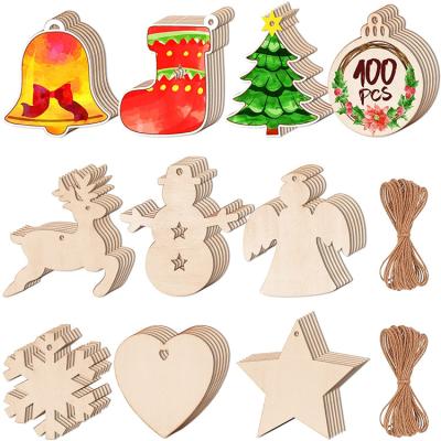 China Eco-freindly Decoration Natural Wood Polished Ornaments Customize Pattern Laser Cutting Custom Wood Slices For Crafts for sale