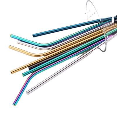 China Hensin Durable Vacuum Titanium Plated Creative Beverage Straws Milk Tea Coffee To Suck 304 Stainless Steel Colorful Straws For Drinking for sale