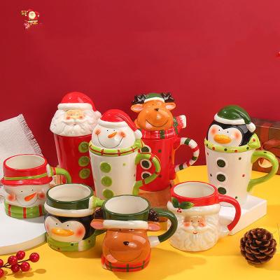 China Wholesale Ceramic Christmas Mugs Hensin Cartoon Cup Viable Creative Milk Cup Lovely With Lid Milk Wholesale for sale