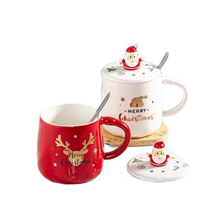 China Hensin's Disposable Creative Christmas Gift Customizable 3D Santa Mugs Designer Ceramic Christmas LOGO Mugs With Gift Box Packing for sale