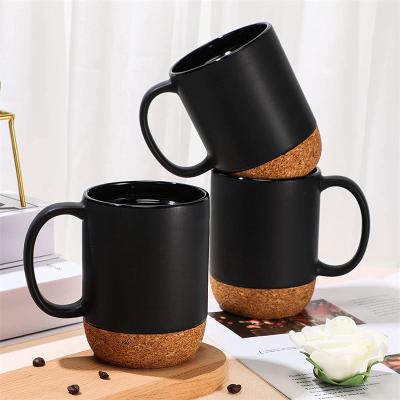 China Wholesale Viable Nordic Concise Style Sublimation Cork Bottom Cup Custom Ceramic Creative Coffee Mugs With Logo for sale