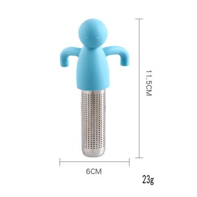 China With Handle Hensin Wholesale People Shape Colorful Adjustable Food Grade Stainless Steel Silicone Tea Infuser Hot Selling Strainer For Tea for sale