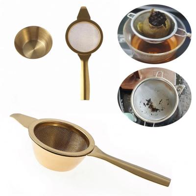 China Rose Gold Strainer Wonderful Gift Hensin Stainless Steel Tea Strainer Viable Filter Strainer Loose Tea Strainer with String for sale