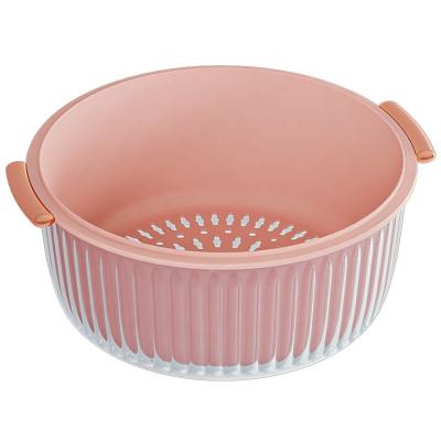 China XJH Double-Layer Sustainable Storage Vegetable Fruits Cleaning Plastic Drain Basket With Drain Hole for sale