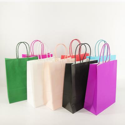 China Recyclable Vertical SizeL: 6*S: 3*H: 8inch (15*8*21cm) white/brown kraft paper bags with handles for sale