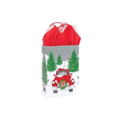 China High Quality Classic Recyclable Hot Sale Cowhide Gift Bag With Red And Green Fabrics Christmas Decorations Wine Bottle Gift Packaging Bag for sale