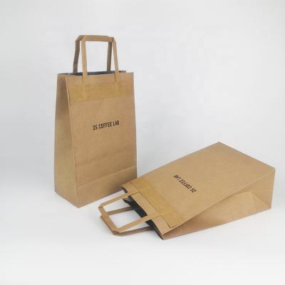 China Recyclable Special Disposable Insulated Take Out Paper Bags With Outer Flat Paper Handle for sale