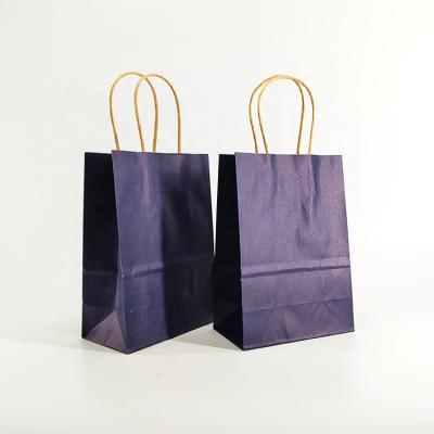 China Wholesale Recyclable Navy Blue Color Paper Bag Quality Plain Paper Bag Factory Wholesale Kraft Paper Bag With Custom Printing for sale