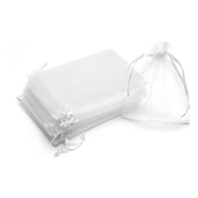 China Wholesale Small Mesh Organza Pouch Drawstring Bag Organza Packing White Drawstring Bags For Gifting for sale