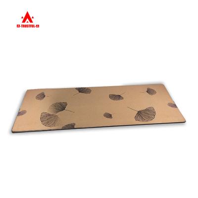 China Non Slip Natural Rubber Cork Yoga Mat Anti Slip Fitness Exercise Custom Logo Premium Popular Quality for sale