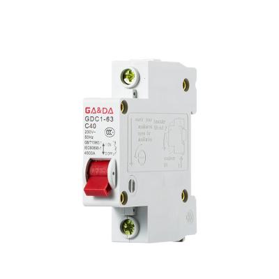 China Copper GADA 230V 400V single phase 1 pole air mcb plastic circuit breaker for sale