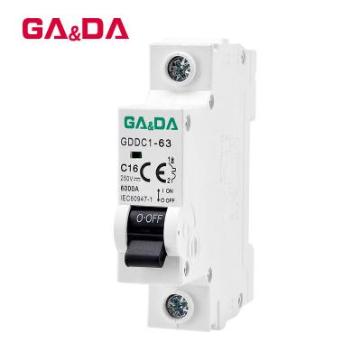 China DC 250V 16Amp 4.5/6KA 1P Mcb Mini Electric Electronic Miniature Circuit Breakers 4.5/6KA for sale