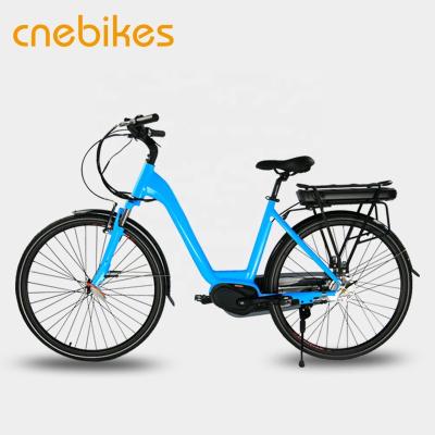 China Blue Color 250W Aluminum Alloy Mid Motor Ladies Electric City Bike for sale