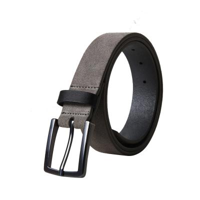 China Cow hide mens suede leather jeans belt with matte square buckle handmade in china for nice lad gift for sale