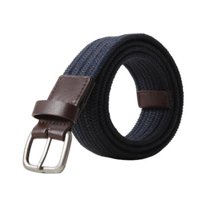 China Custom Made Waist Jeans Wax Style Leisure Polyester+PU China Men's Elastic Belt With Buckle for sale